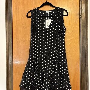 Elodie Black and White Polka Dot Sleeveless Mini Dress